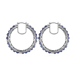 Tanzanite Inside Out Hoop Earrings in Platinum Over Sterling Silver 12.15 Grams 20.00 ctw