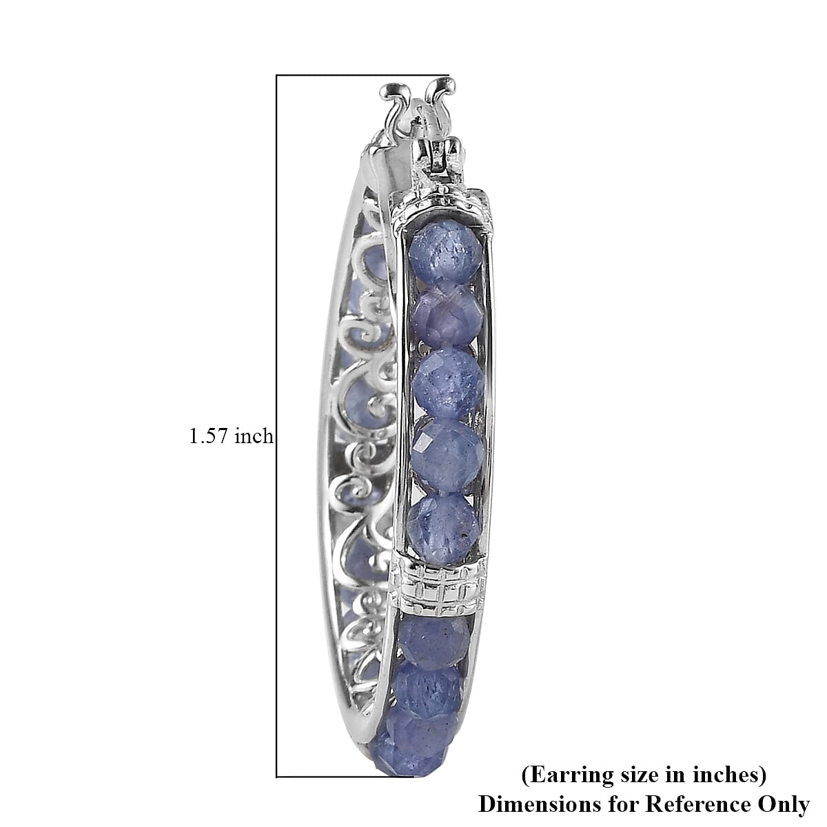 Tanzanite Inside Out Hoop Earrings in Platinum Over Sterling Silver 12.15 Grams 20.00 ctw image number 4