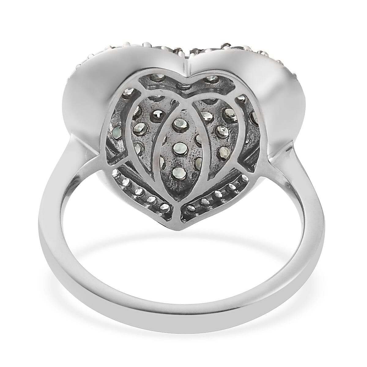Narsipatnam Alexandrite and White Zircon Heart Shape Cluster Ring in Rhodium & Platinum Over Sterling Silver (Size 10.0) 1.90 ctw