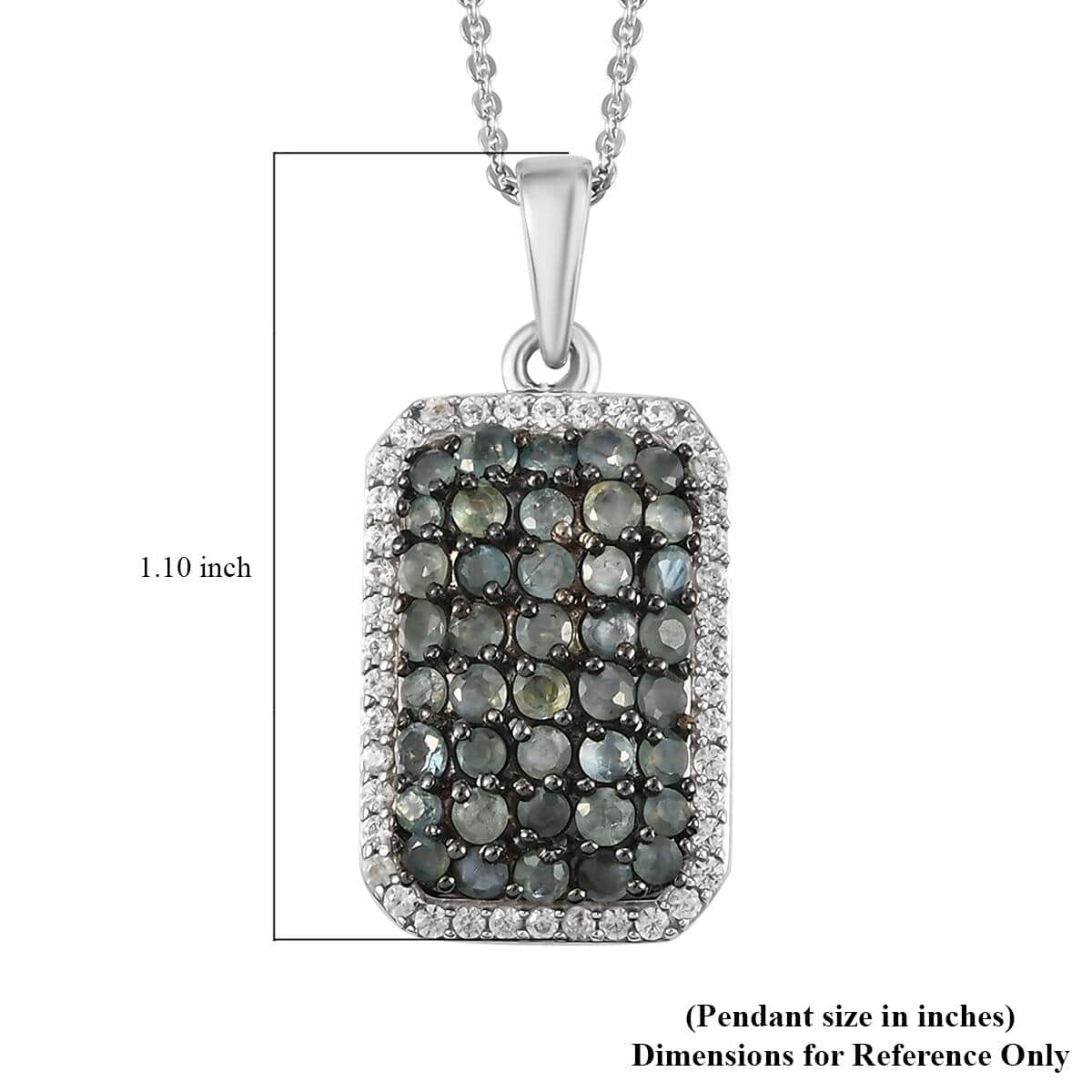 Narsipatnam Alexandrite and White Zircon Octagon Shape Cluster Pendant Necklace 20 Inches in Rhodium and Platinum Over Sterling Silver 2.10 ctw image number 6