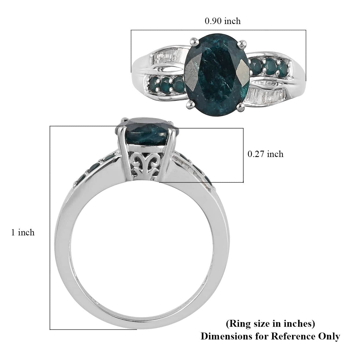Teal Grandidierite and Diamond Ring in Platinum Over Sterling Silver (Size 7.0) 3.20 ctw image number 5