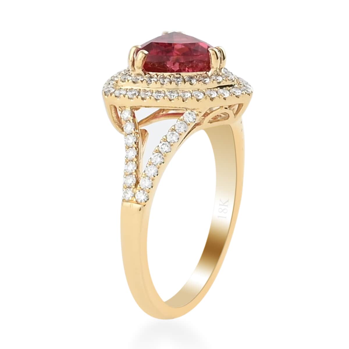 ILIANA 18K Yellow Gold AAA Ouro Fino Rubellite and Diamond G-H SI Ring (Size 7.0) 5 Grams 2.40 ctw image number 2