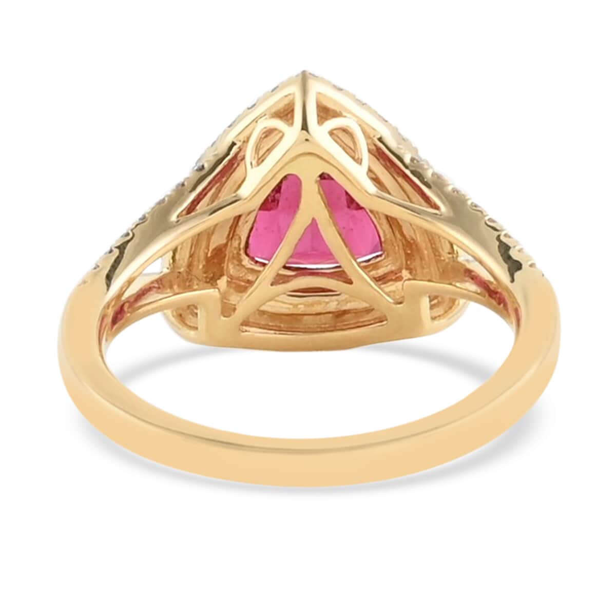 ILIANA 18K Yellow Gold AAA Ouro Fino Rubellite and Diamond G-H SI Ring (Size 7.0) 5 Grams 2.40 ctw image number 3