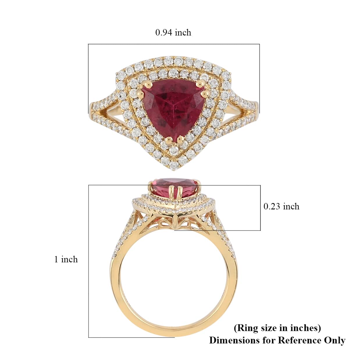 ILIANA 18K Yellow Gold AAA Ouro Fino Rubellite and Diamond G-H SI Ring (Size 7.0) 5 Grams 2.40 ctw image number 4