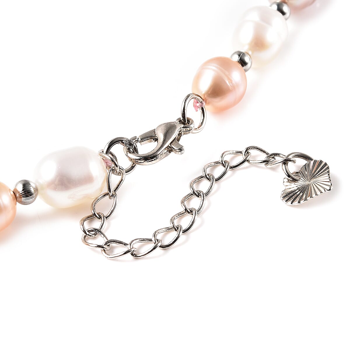 6-8mm Multi Color Rice Freshwater Cultured Pearl Necklace 18 Inches in Silvertone image number 4