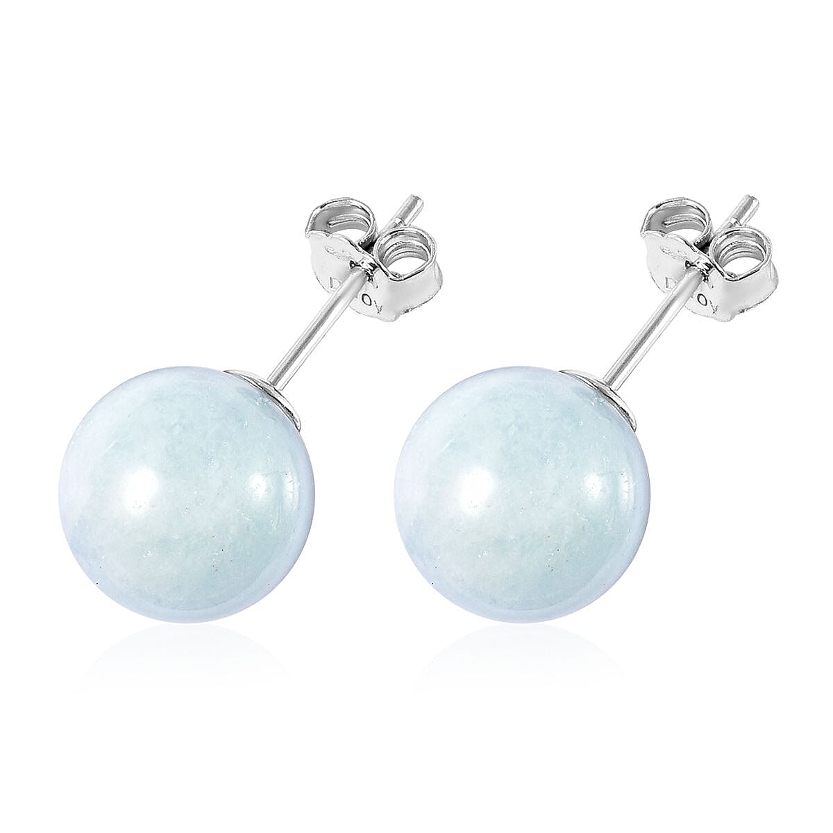 Espirito Santo Aquamarine 9-11mm Stud Earrings in Rhodium Over Sterling Silver 16.00 ctw image number 3