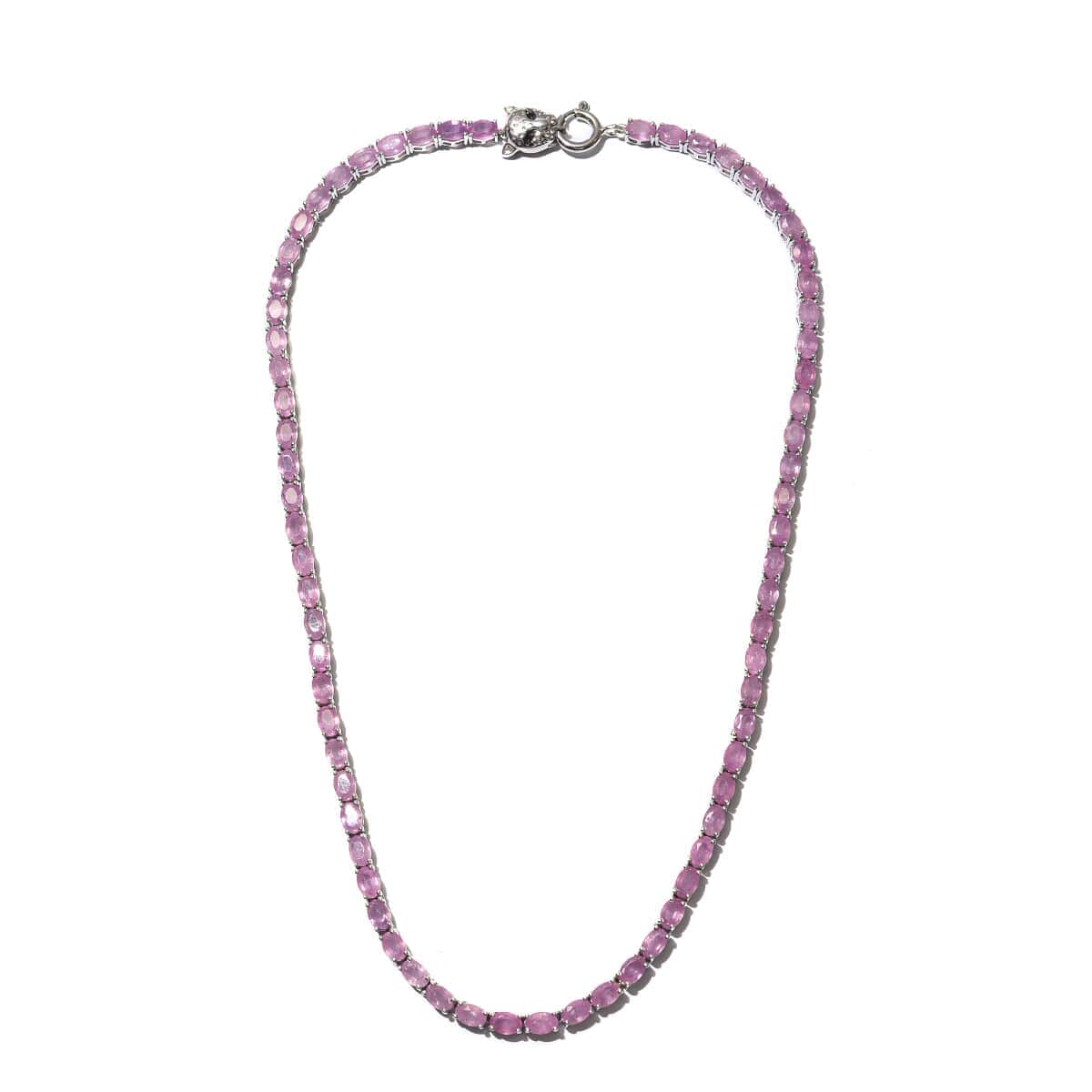 Ilakaka Hot Pink Sapphire and Thai Black Spinel Necklace 18 Inches in Platinum Over Sterling Silver 45.00 ctw image number 0