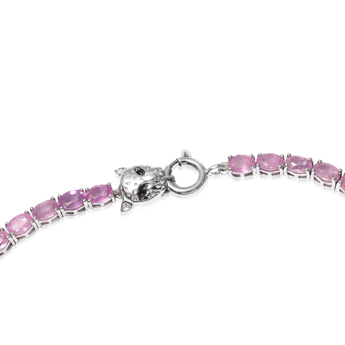 Ilakaka Hot Pink Sapphire and Thai Black Spinel Necklace 18 Inches in Platinum Over Sterling Silver 45.00 ctw image number 3