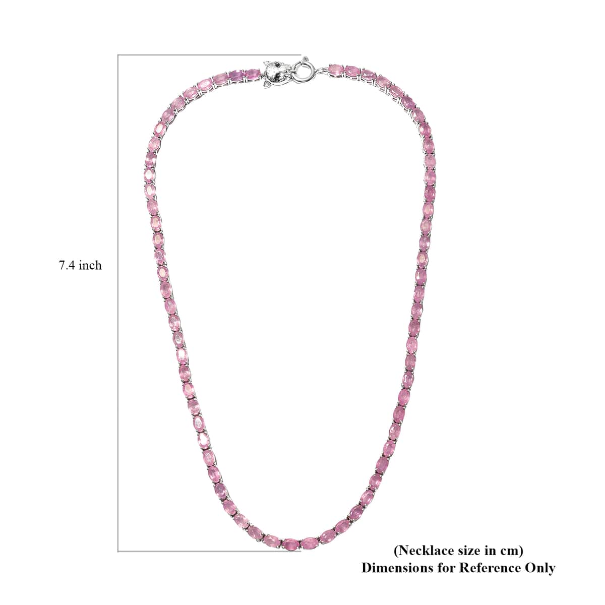 Ilakaka Hot Pink Sapphire and Thai Black Spinel Necklace 18 Inches in Platinum Over Sterling Silver 45.00 ctw image number 4
