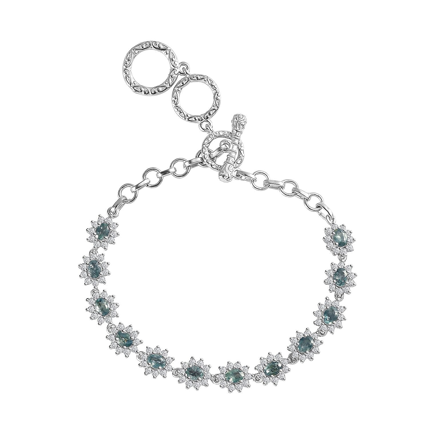 Buy Narsipatnam Alexandrite and White Zircon Sunburst Toggle Clasp