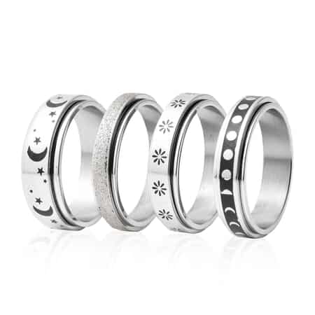 Set of 4 Stress Buster Spinner Ring in Stainless Steel (Size 11.0) image number 2
