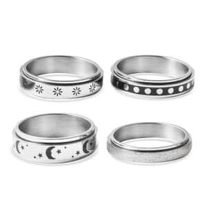 Set of 4 Stress Buster Spinner Ring in Stainless Steel (Size 13.0)