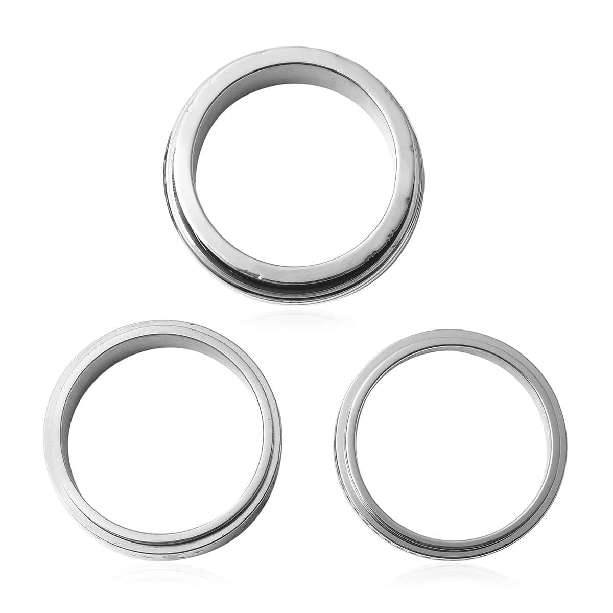 Set of 3 Stress Buster Spinner Ring in Stainless Steel (Size 9.0) image number 3