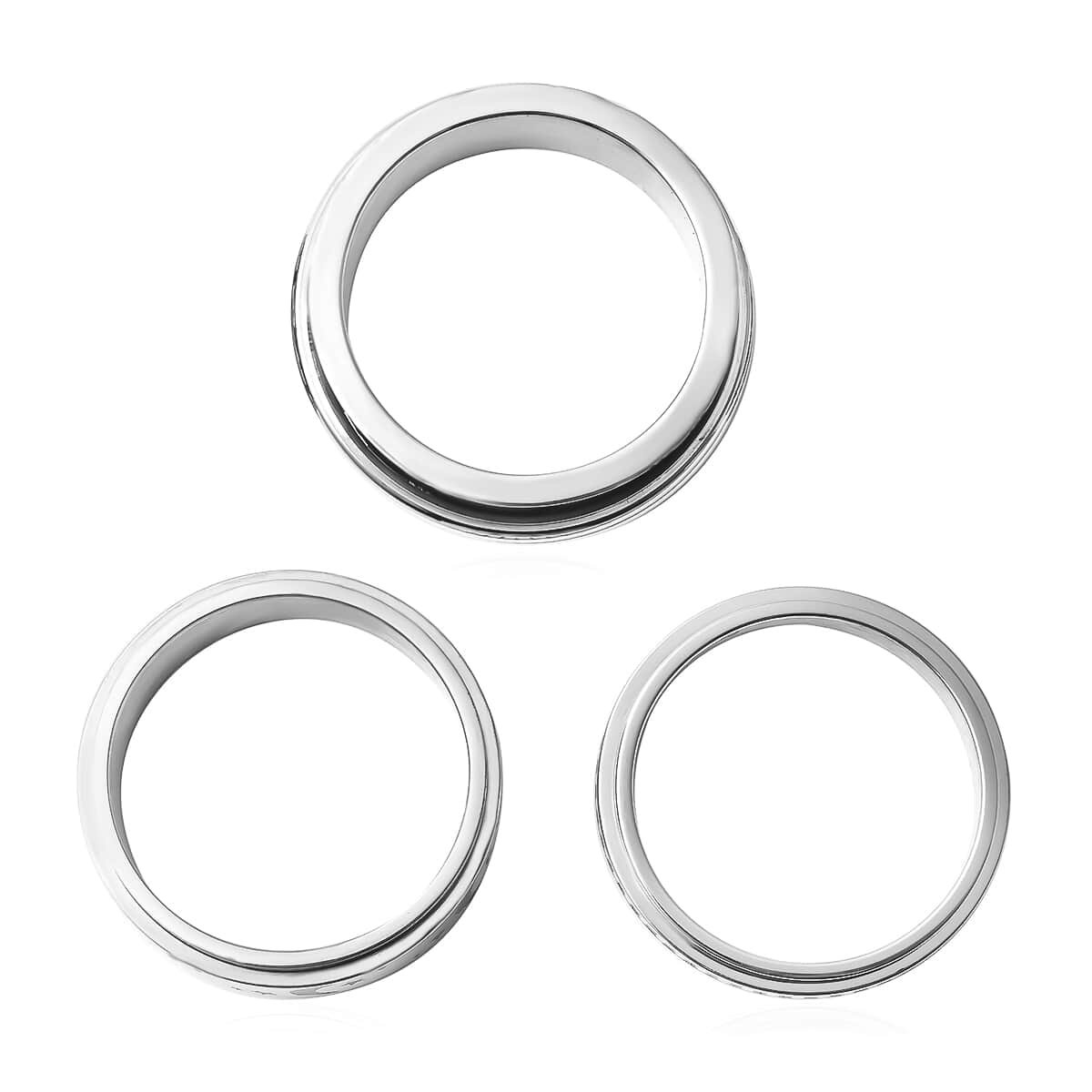 Set of 3 Stress Buster Spinner Ring in Stainless Steel (Size 10.0) image number 3