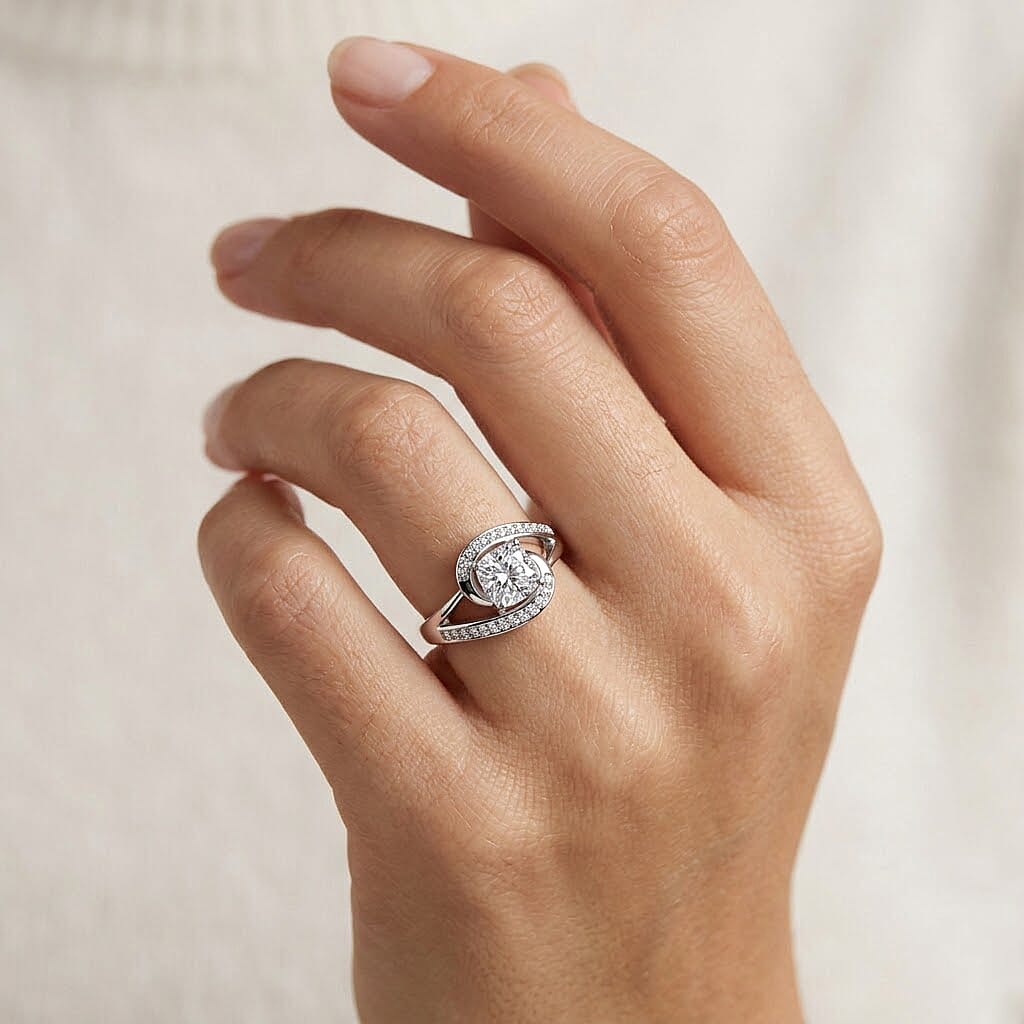 J Francis Zirconia by Swarovski 3.80 ctw Ring in Rhodium Over Sterling Silver (Size 6.5)
