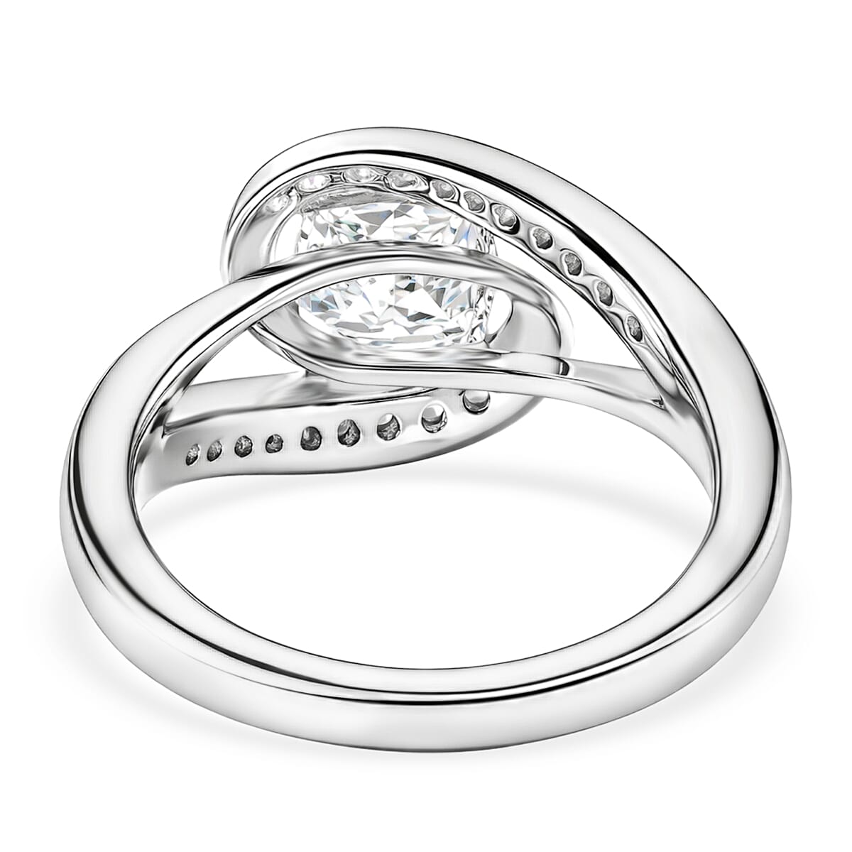 J Francis Zirconia by Swarovski 3.80 ctw Ring in Rhodium Over Sterling Silver (Size 6.5)