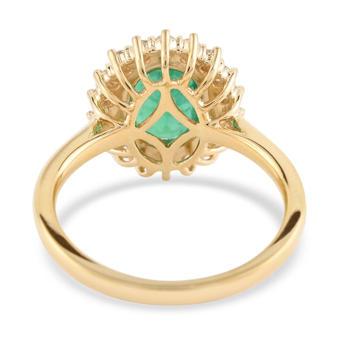 Iliana 18K Yellow Gold AAA Kagem Zambian Emerald and G-H SI Diamond Halo Ring (Size 7.0) 4.90 Grams 3.00 ctw image number 3