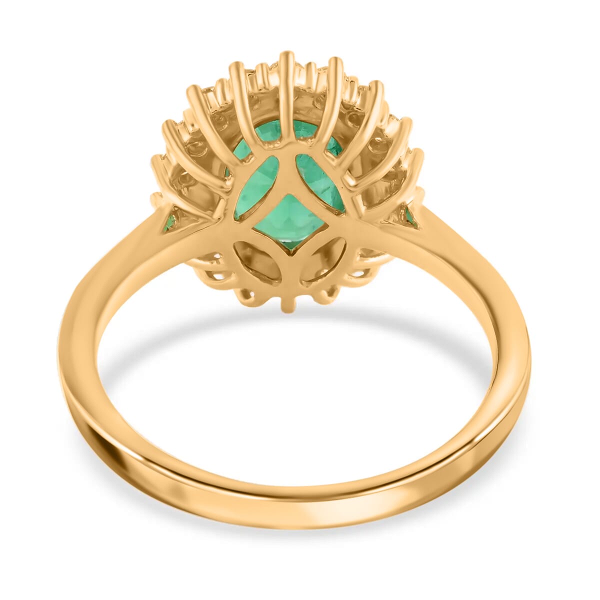 Iliana 18K Yellow Gold AAA Kagem Zambian Emerald and G-H SI Diamond Halo Ring (Size 9.0) 4.90 Grams 3.00 ctw image number 3