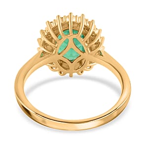 Iliana 18K Yellow Gold AAA Kagem Zambian Emerald and G-H SI Diamond Halo Ring (Size 9.0) 4.90 Grams 3.00 ctw