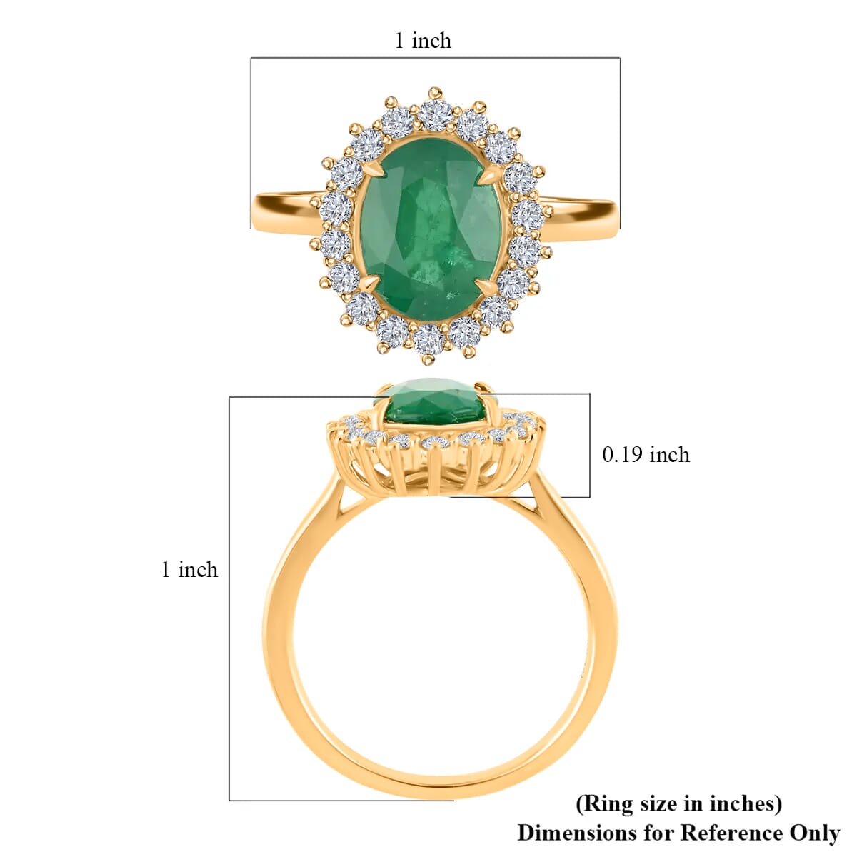 Iliana 18K Yellow Gold AAA Kagem Zambian Emerald and G-H SI Diamond Halo Ring (Size 9.0) 4.90 Grams 3.00 ctw image number 4
