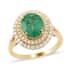 Iliana 18K Yellow Gold AAA Kagem Zambian Emerald and G-H SI Diamond Double Halo Ring (Size 10.0) 5.90 Grams 3.20 ctw image number 0