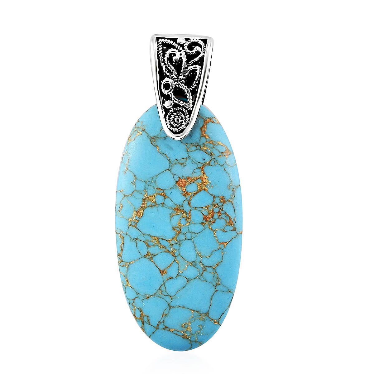 Mojave Blue Turquoise Fancy Pendant in Sterling Silver 15.25 ctw
