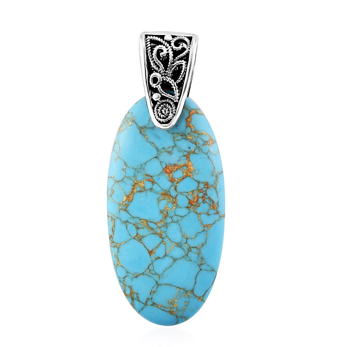 Mojave Blue Turquoise Fancy Pendant in Sterling Silver 15.25 ctw image number 0
