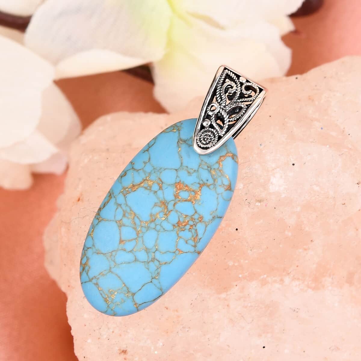 Mojave Blue Turquoise Fancy Pendant in Sterling Silver 15.25 ctw image number 1