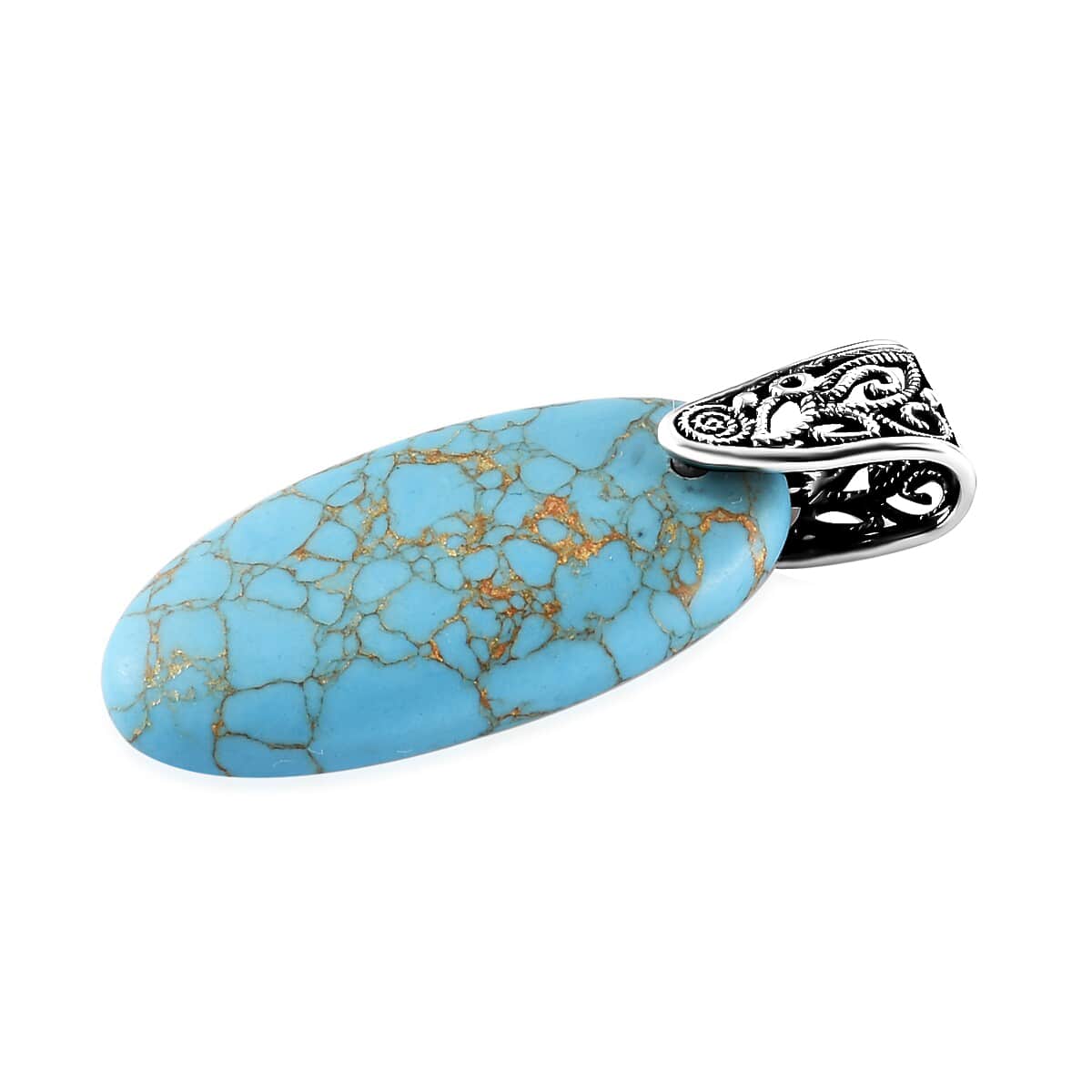 Mojave Blue Turquoise Fancy Pendant in Sterling Silver 15.25 ctw image number 2