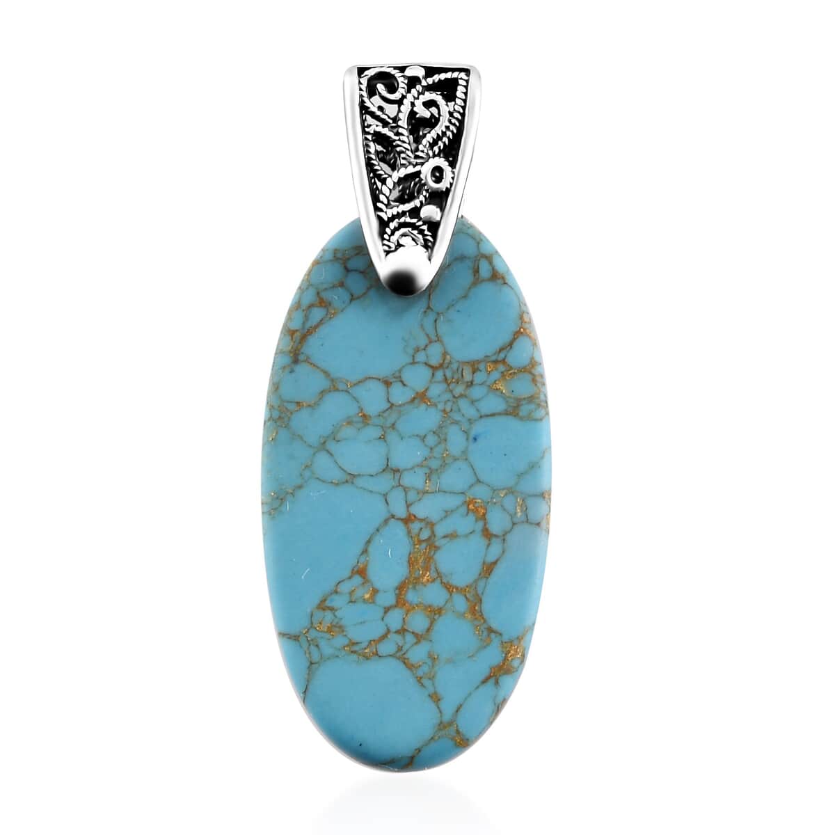 Mojave Blue Turquoise Fancy Pendant in Sterling Silver 15.25 ctw image number 3