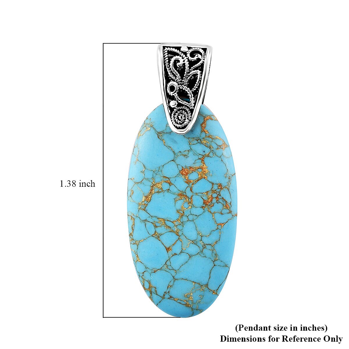 Mojave Blue Turquoise Fancy Pendant in Sterling Silver 15.25 ctw