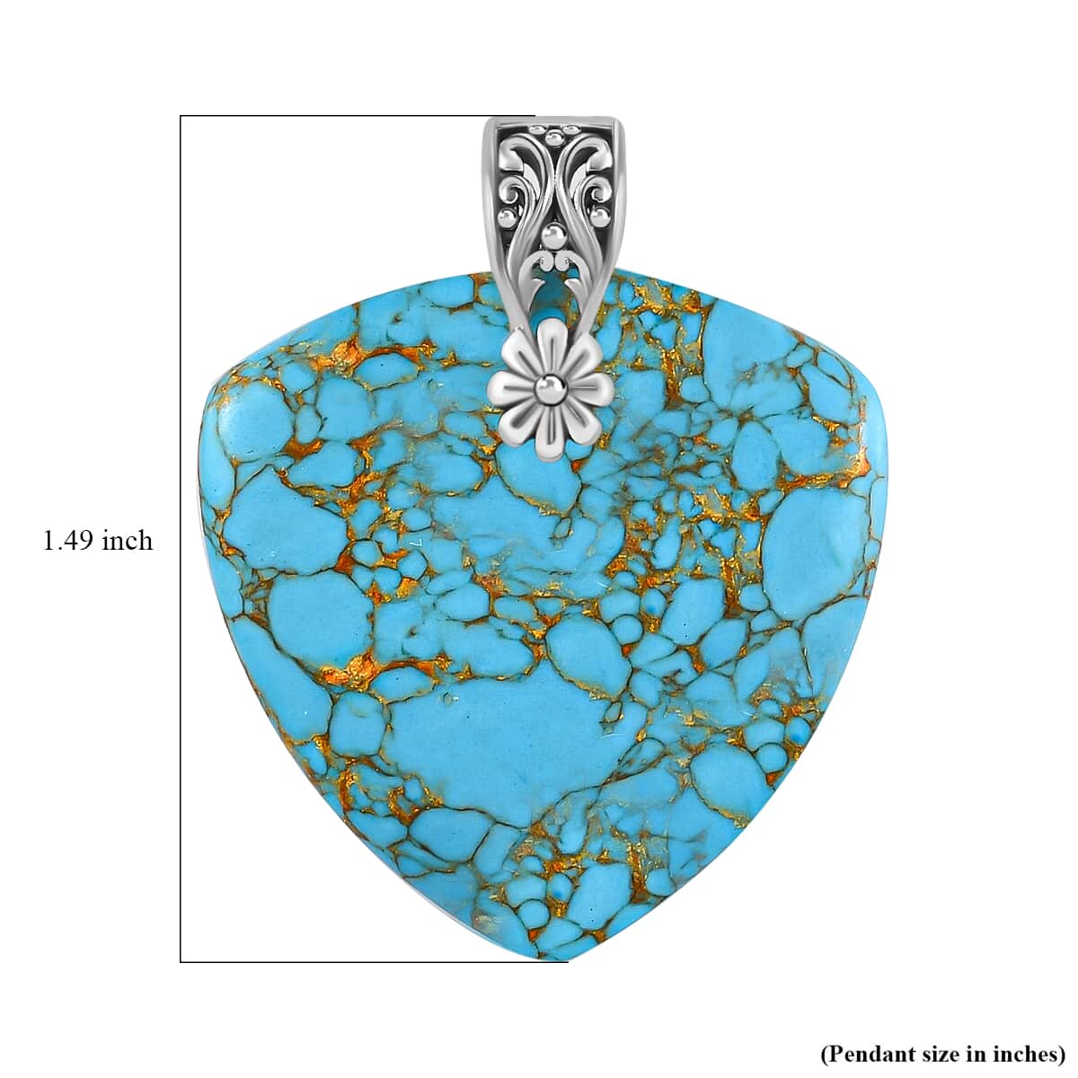 Mojave Blue Turquoise Solitaire Trillion Shape Pendant in Sterling Silver 31.85 ctw image number 4