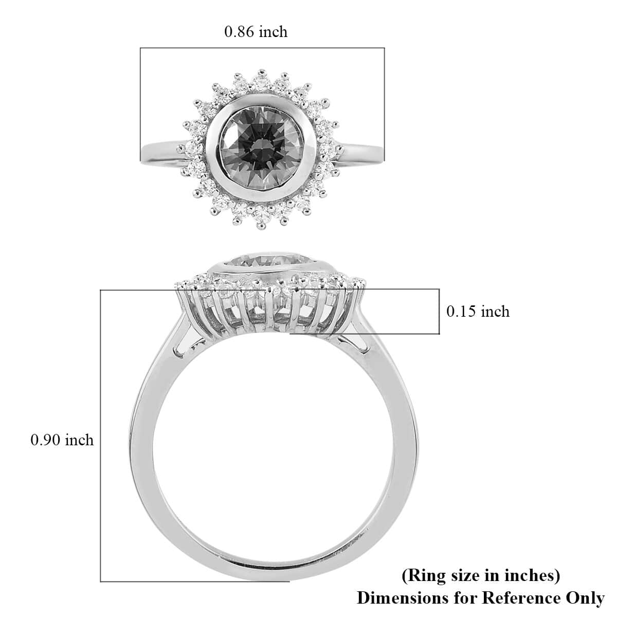 LUSTRO STELLA Made with Finest Fancy Purple & White CZ Halo Ring in Platinum Over Sterling Silver (Size 8.0) 2.75 ctw image number 5