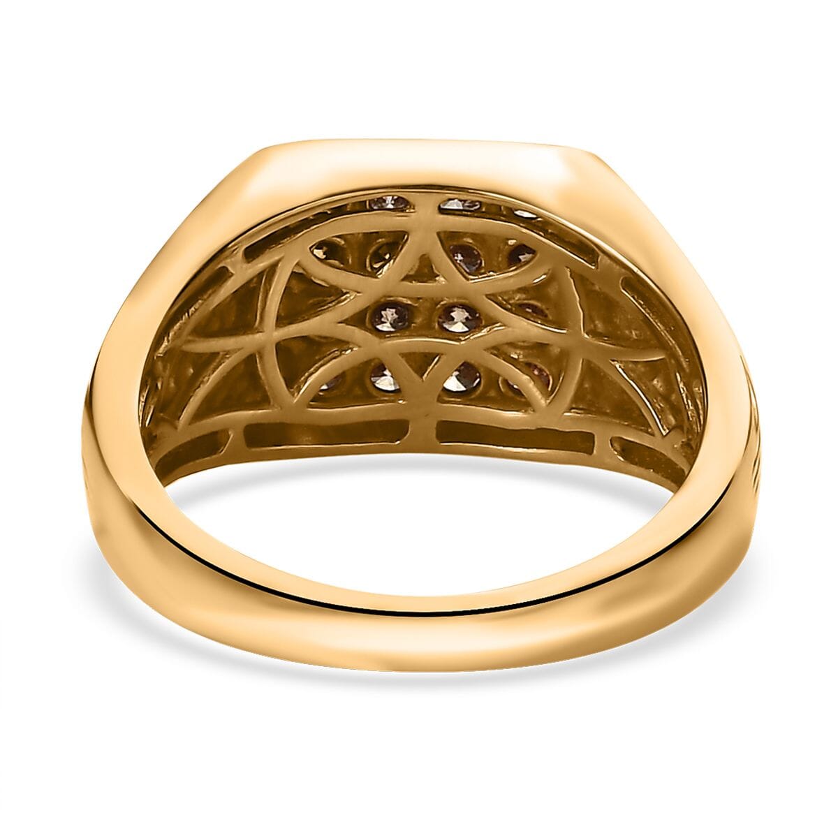 Natural Champagne Diamond 1.00 ctw Men's Ring in Vermeil Yellow Gold Over Sterling Silver (Size 10.0) image number 4