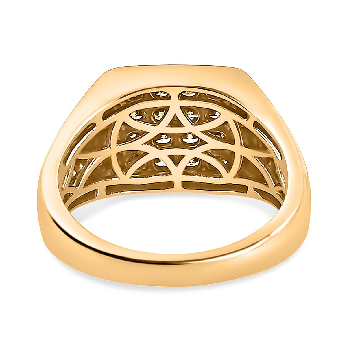 D'Joy Natural Champagne Diamond 1.00 ctw Men's Ring in Vermeil Yellow Gold Over Sterling Silver (Size 10.0)
