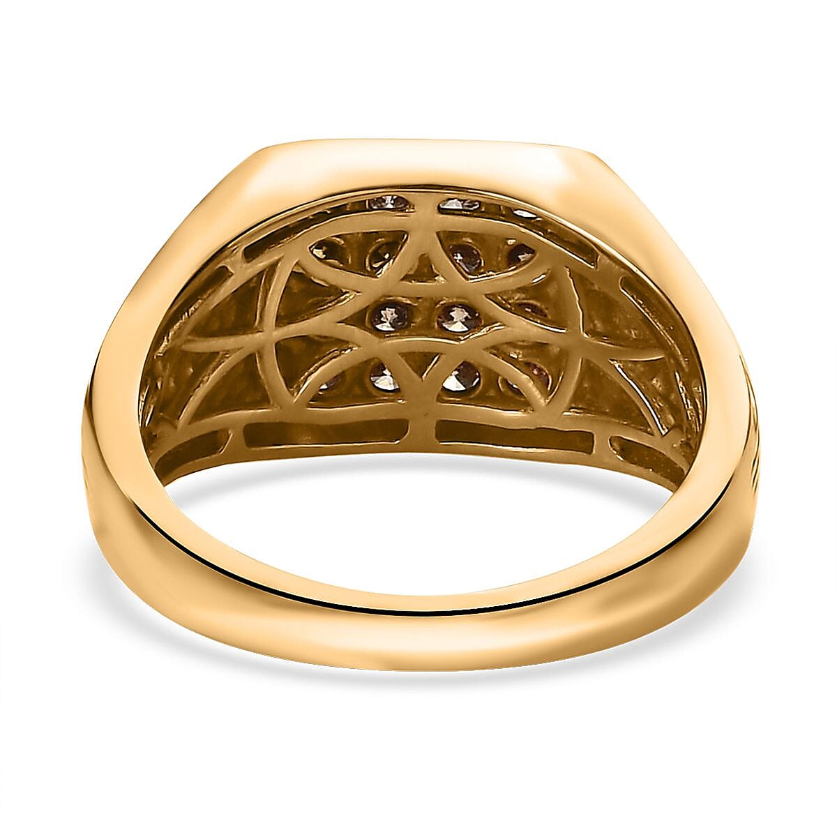 Natural Champagne Diamond 1.00 ctw Men's Ring in Vermeil Yellow Gold Over Sterling Silver (Size 14.0) image number 4