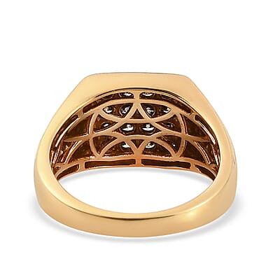 Natural Champagne Diamond 1.00 ctw Men's Ring in Vermeil Yellow Gold Over Sterling Silver (Size 9.0)