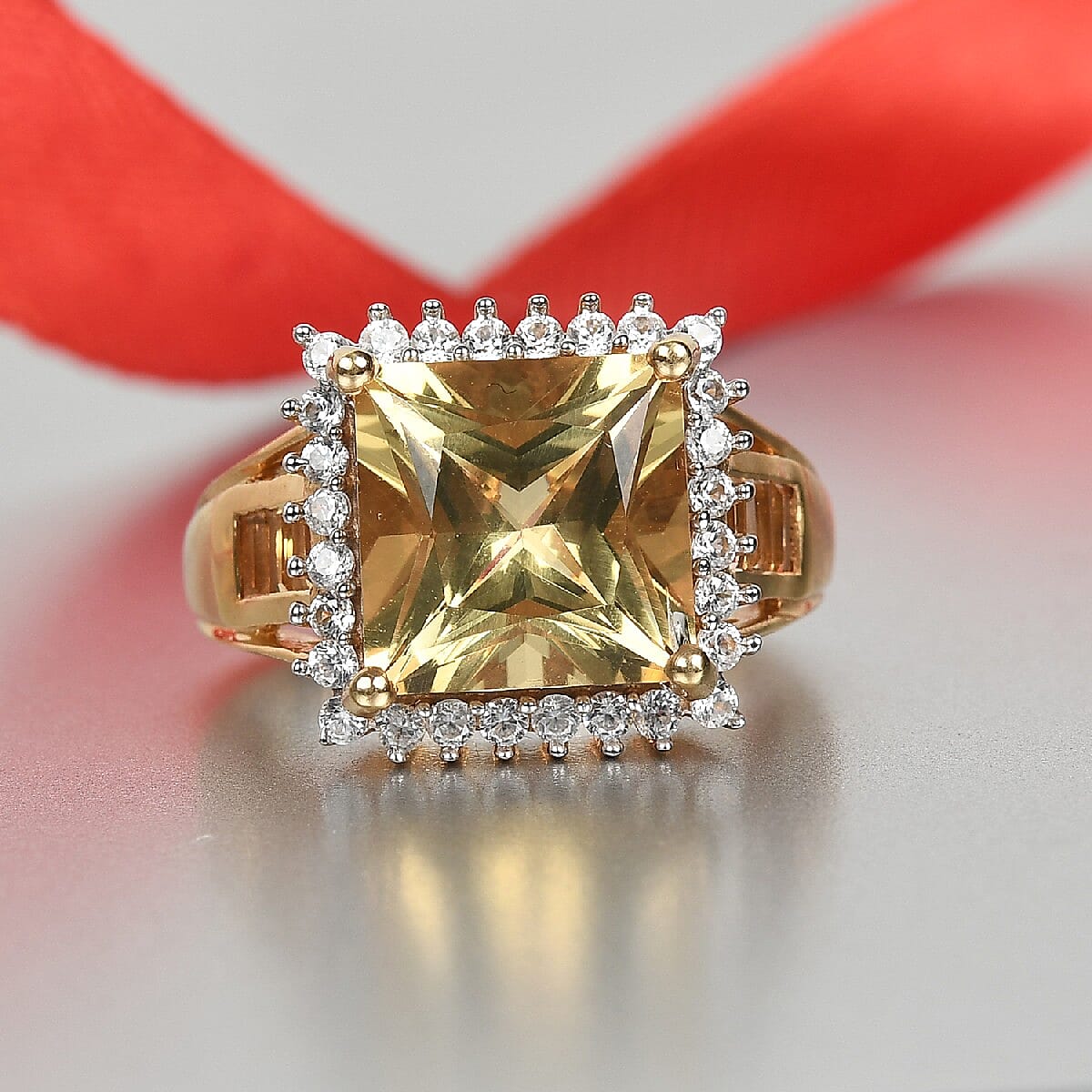 Mexican Yellow Labradorite and Multi Gemstone Fancy Ring in Vermeil Yellow Gold Over Sterling Silver (Size 6.0) 5.20 ctw