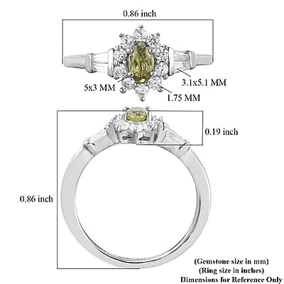 Ambanja Demantoid Garnet and Zircon Floral Ring in Platinum Over Sterling Silver (Size 8.0) 0.80 ctw