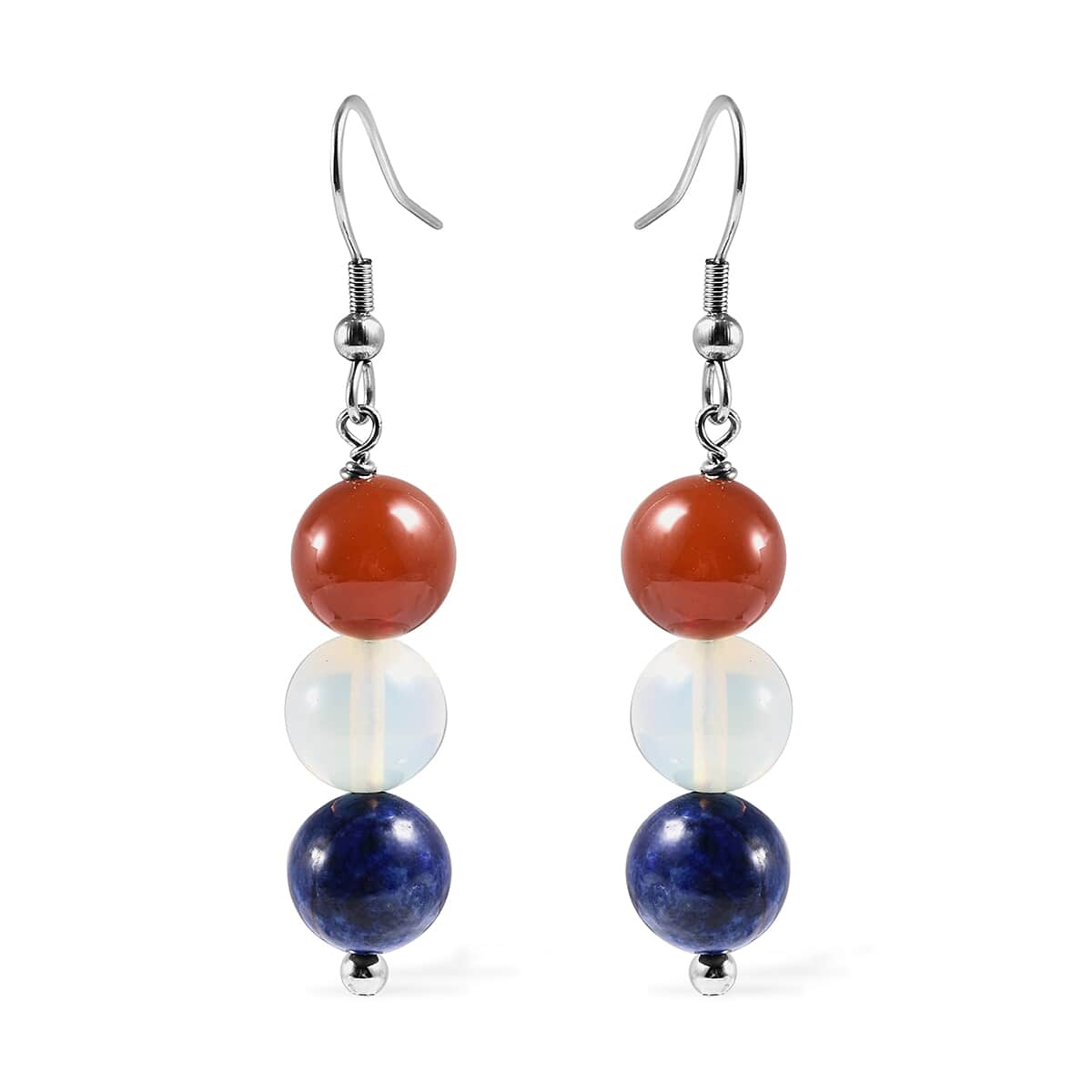 Multi Gemstone Beaded Earrings in Stainless Steel 46.50 ctw image number 0