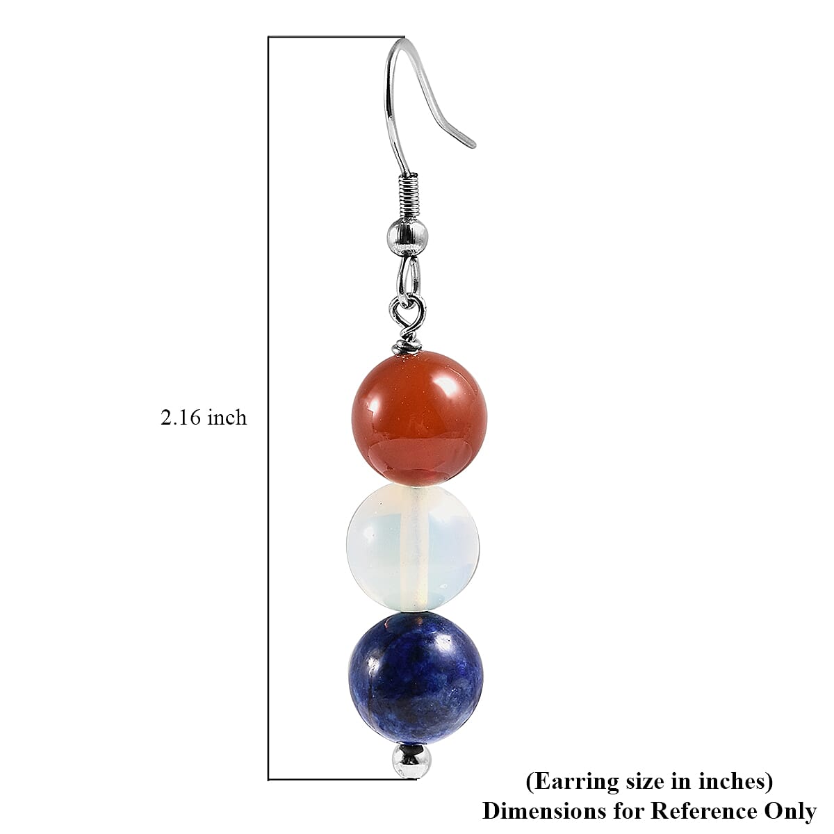 Multi Gemstone Beaded Earrings in Stainless Steel 46.50 ctw