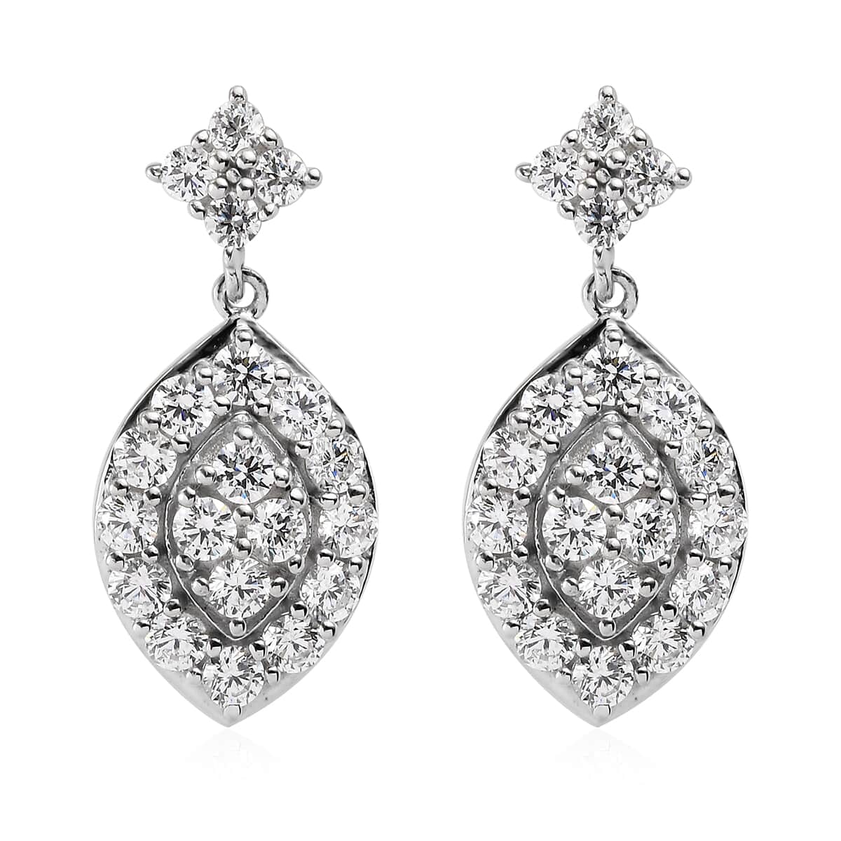 LUSTRO STELLA Made with Finest CZ Dangling Earrings in Platinum Over Sterling Silver 5.00 ctw image number 0