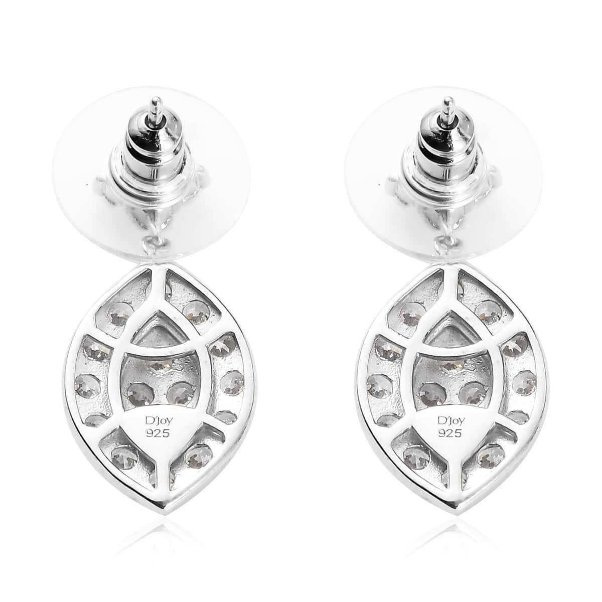 LUSTRO STELLA Made with Finest CZ Dangling Earrings in Platinum Over Sterling Silver 5.00 ctw image number 2