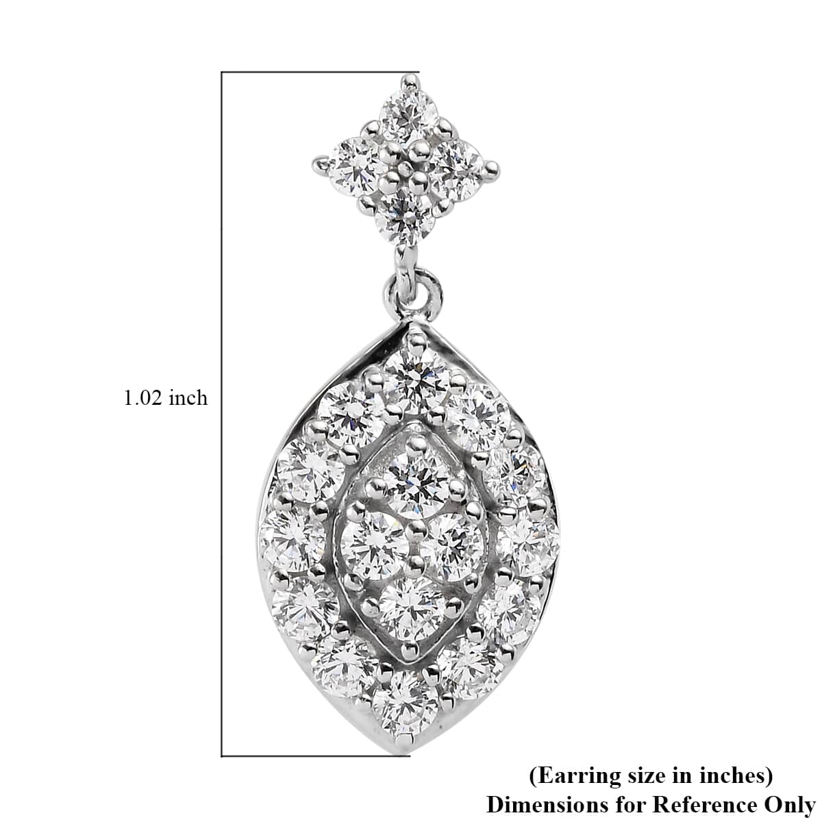 LUSTRO STELLA Made with Finest CZ Dangling Earrings in Platinum Over Sterling Silver 5.00 ctw image number 3