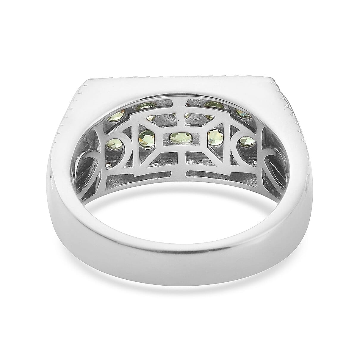 Ambanja Demantoid Garnet and Zircon Men's Ring in Platinum Over Sterling Silver (Size 10.0) 9.10 Grams 1.80 ctw image number 4