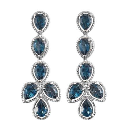 London Blue Topaz Dangle Earrings in Platinum Over Sterling Silver 9.80 ctw image number 0