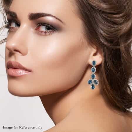 London Blue Topaz Dangle Earrings in Platinum Over Sterling Silver 9.80 ctw image number 2