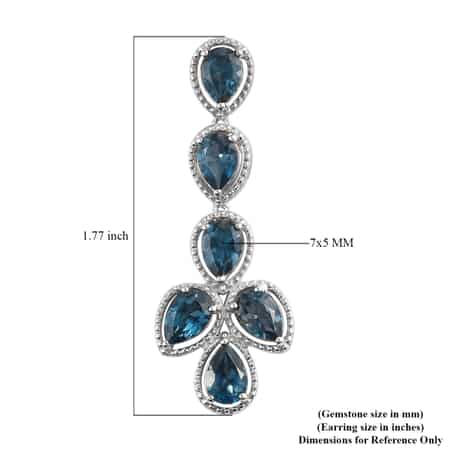 London Blue Topaz Dangle Earrings in Platinum Over Sterling Silver 9.80 ctw image number 4
