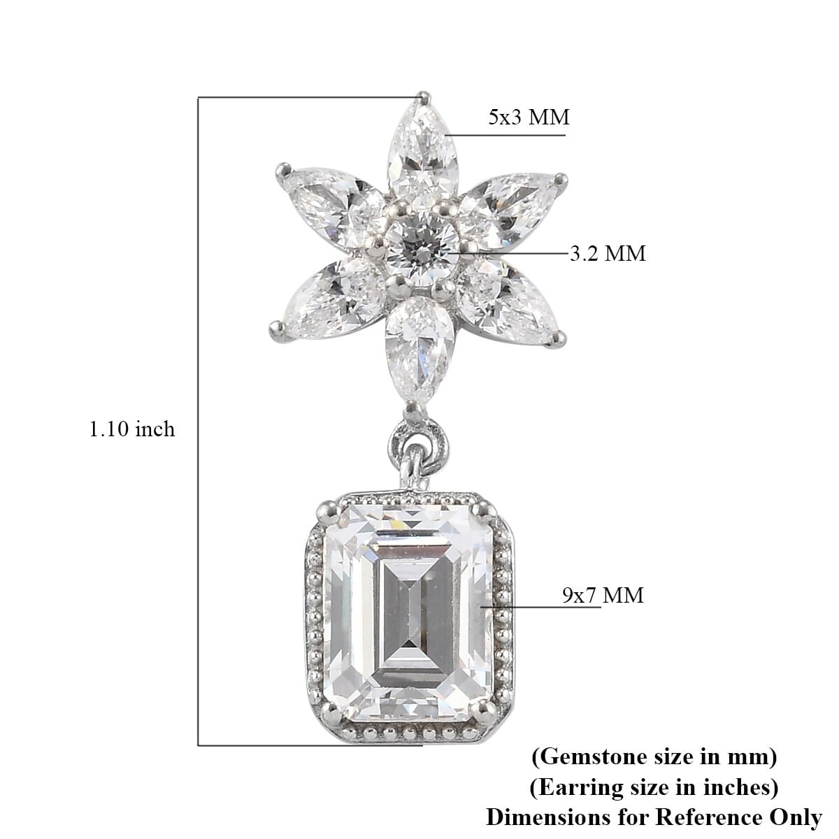 Lustro Stella Made with Finest CZ Dangle Earrings in Platinum Over Sterling Silver 12.90 ctw image number 4