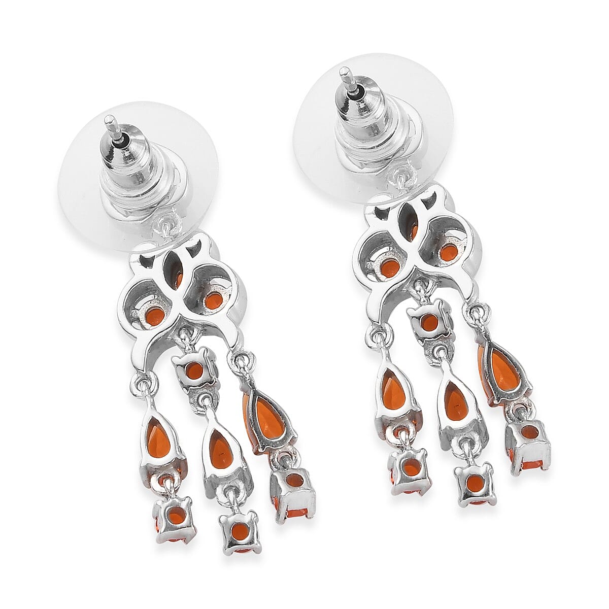 Crimson Fire Opal Chandelier Earrings in Platinum Over Sterling Silver 1.90 ctw image number 3